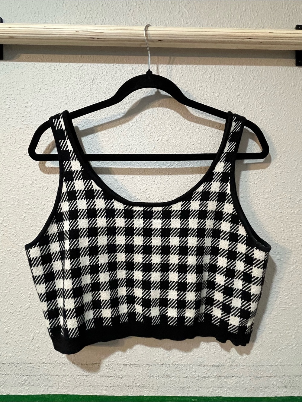 Future Collective Black & White Checkered Crop Tank - Picture 2 of 3
